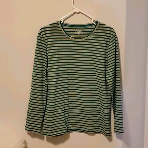 Teal Striped Crew Neck Shirt